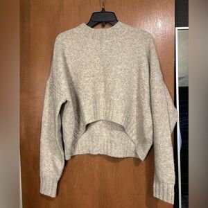 Revolve Cropped Gray Sweater